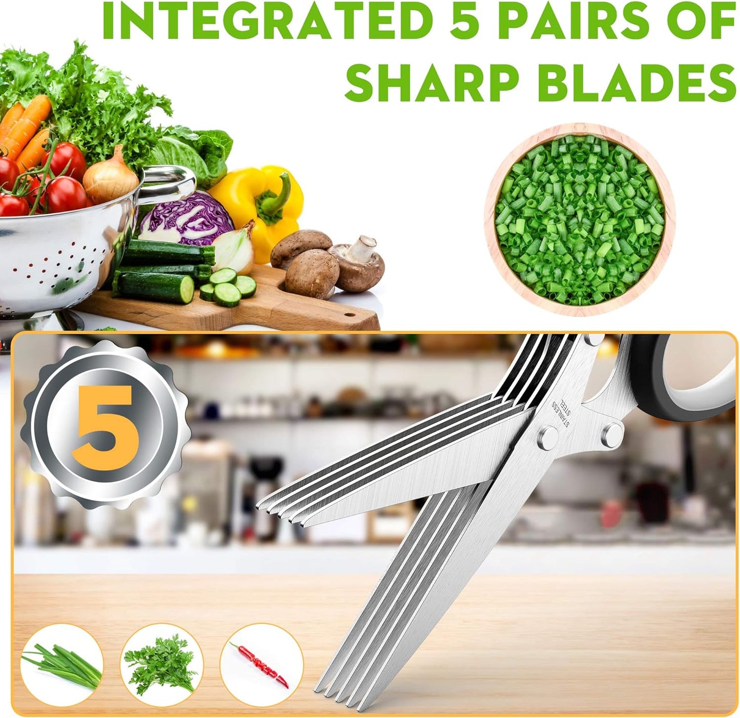 GarnishPro™ | The 5-Blade Precision Herb Cutter