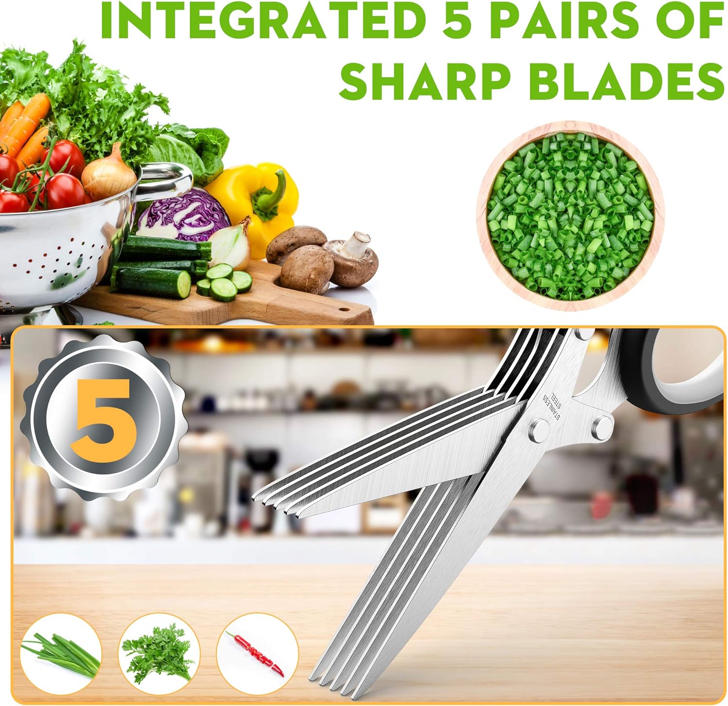GarnishPro™ | The 5-Blade Precision Herb Cutter